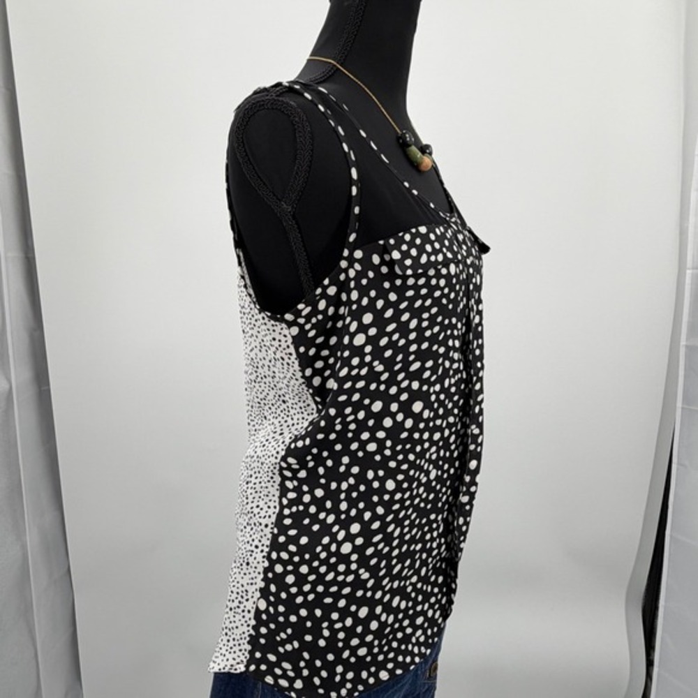 Express Sheer Black White Abstract Print Sleeveless Blouse Women's Small Career - Picture 4 of 10